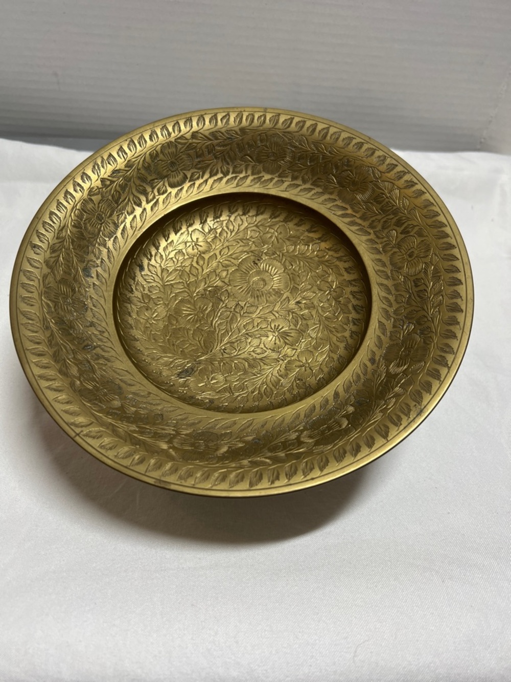 Brass Decorative Charger Plate - Brass Ornate Floral Design